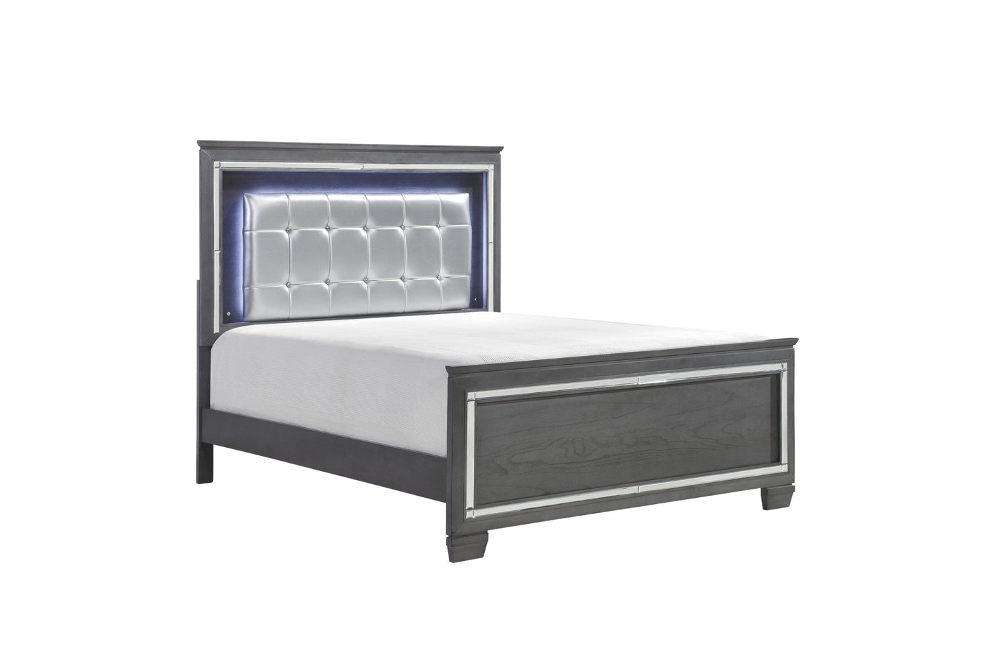 Allura Gray LED Upholstered Panel Bedroom Set