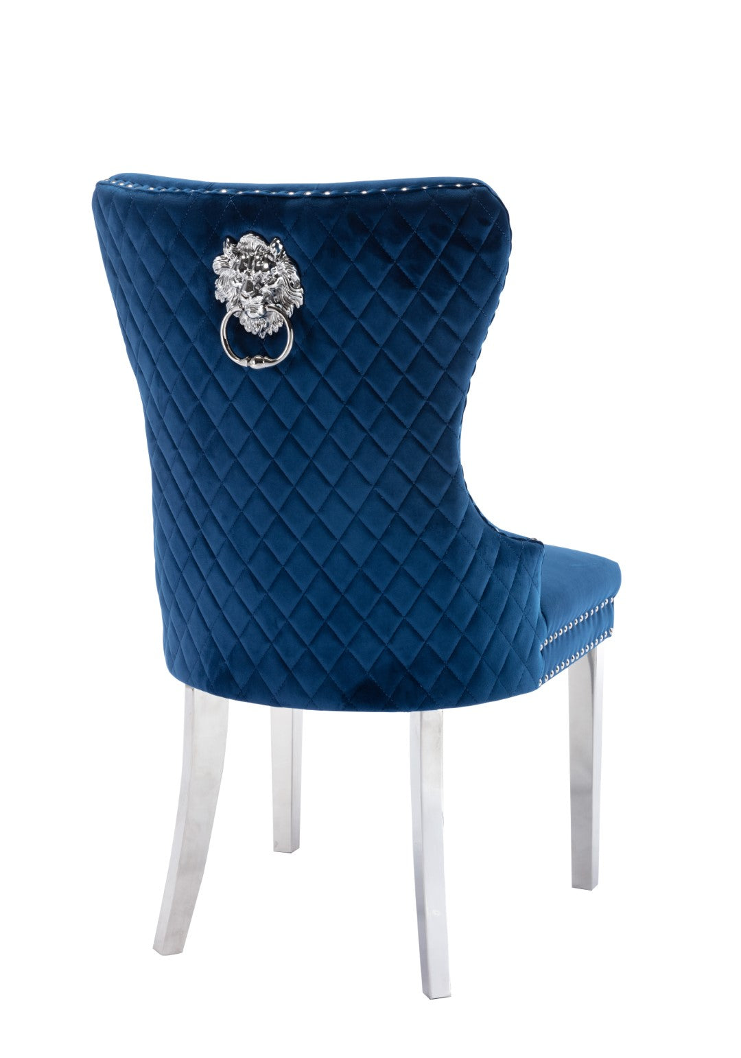 Galaxy Home Simba Stainless Steel 2 Piece Chair Finish with Velvet Fabric Blue Velvet