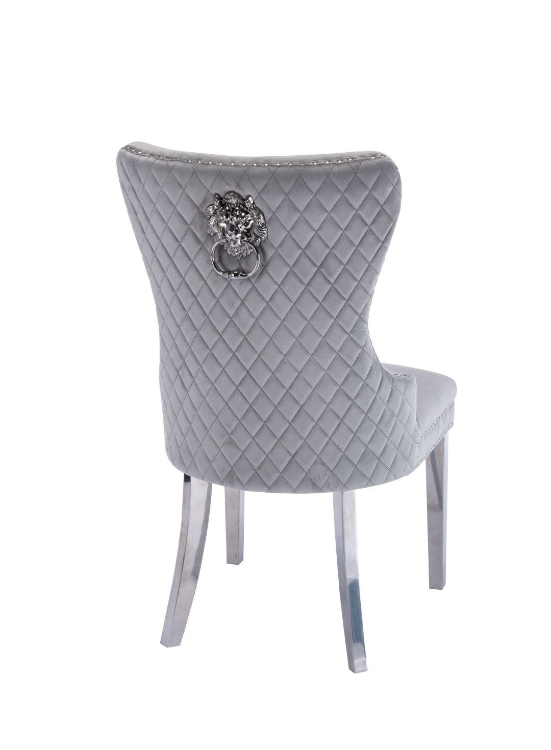 Galaxy Home Simba Stainless Steel 2 Piece Chair Finish with Velvet Fabric Light Gray Velvet