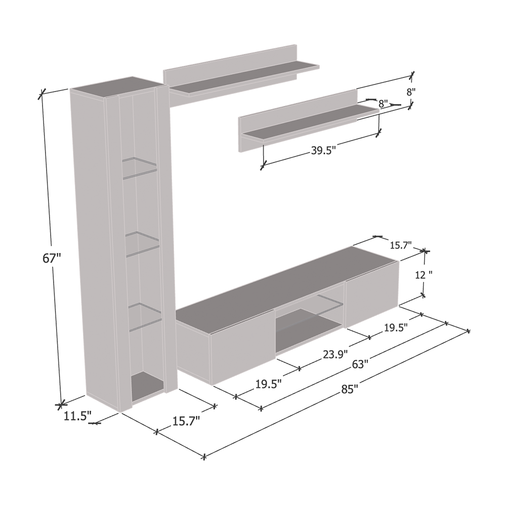 Fly G 33TV Floating Entertainment Center