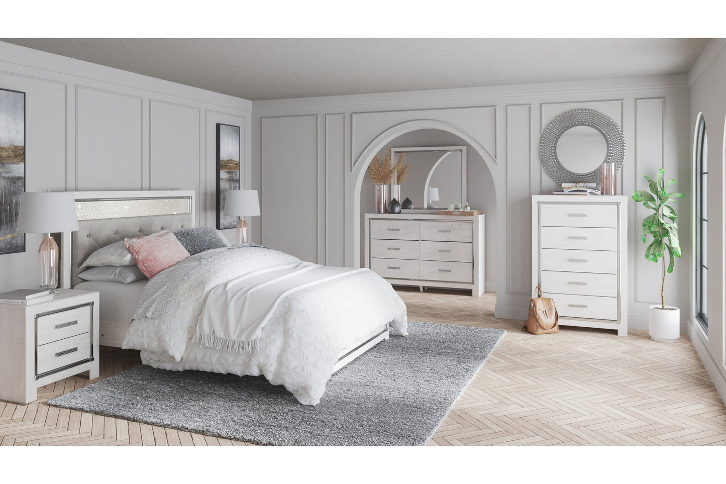 Altyra White Panel Beds