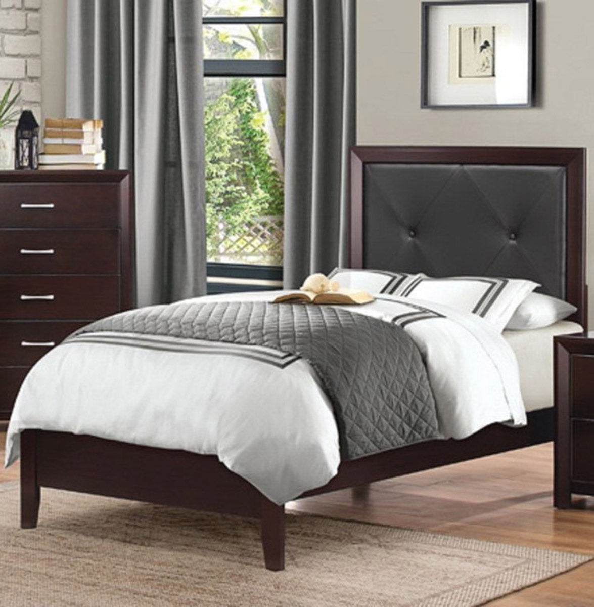 Homelegance Edina Full Panel Bed in Espresso-Hinted Cherry 2145F-1 image