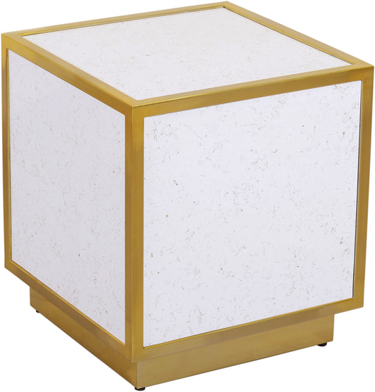 Glitz White Faux Marble End Table