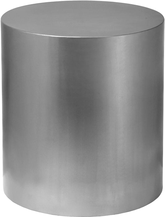 Cylinder Brushed Chrome End Table