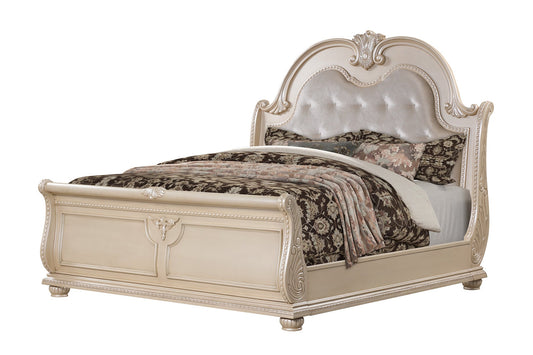 Galaxy Home Roma King Size Traditional Upholstered Bed made with Wood Gold Wood