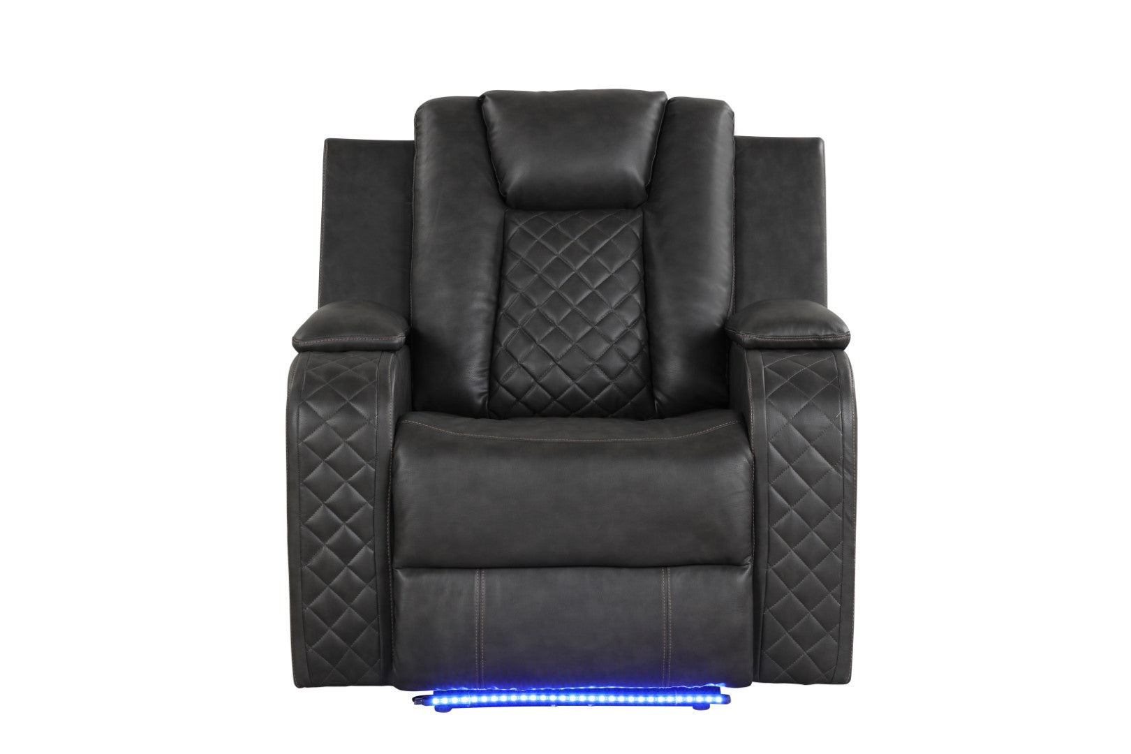 Galaxy Home Benz LED & Power Reclining Chair Made with Faux Leather Gray Faux Leather