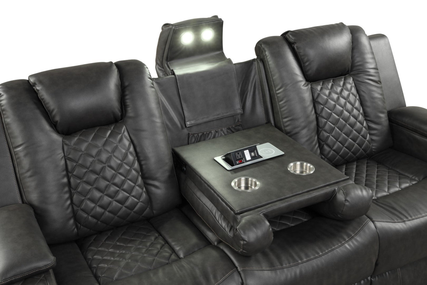 Benz LED & Power Reclining Sofa Made with Faux Leather