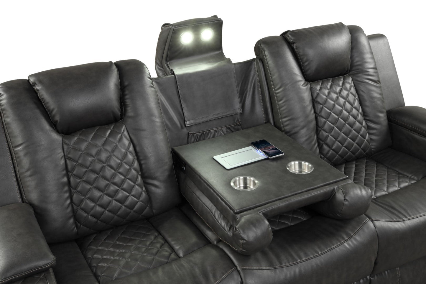 Benz LED & Power Reclining Sofa Made with Faux Leather