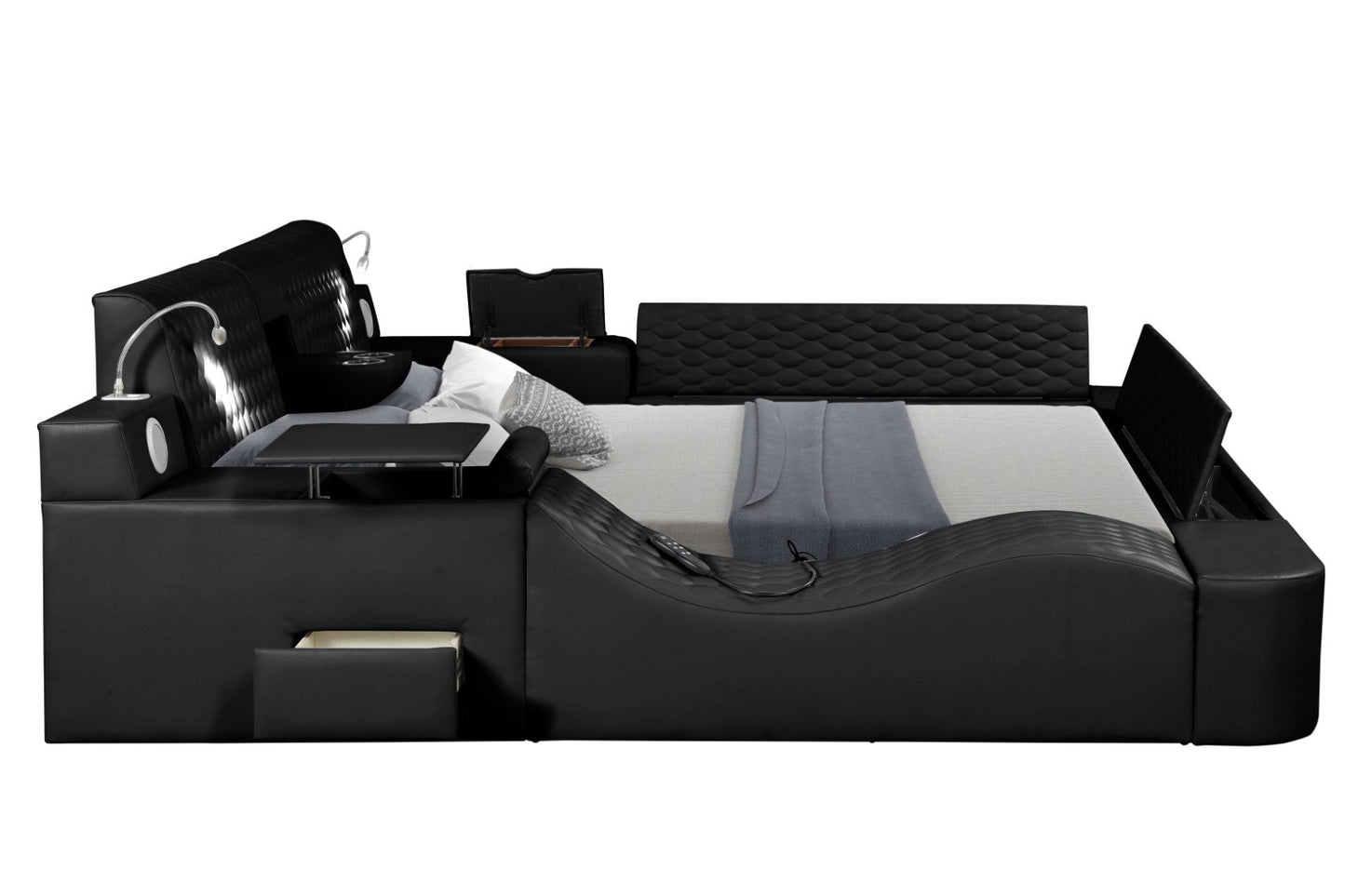 Zoya Smart Multifunctional Queen Size Bed Made with Wood