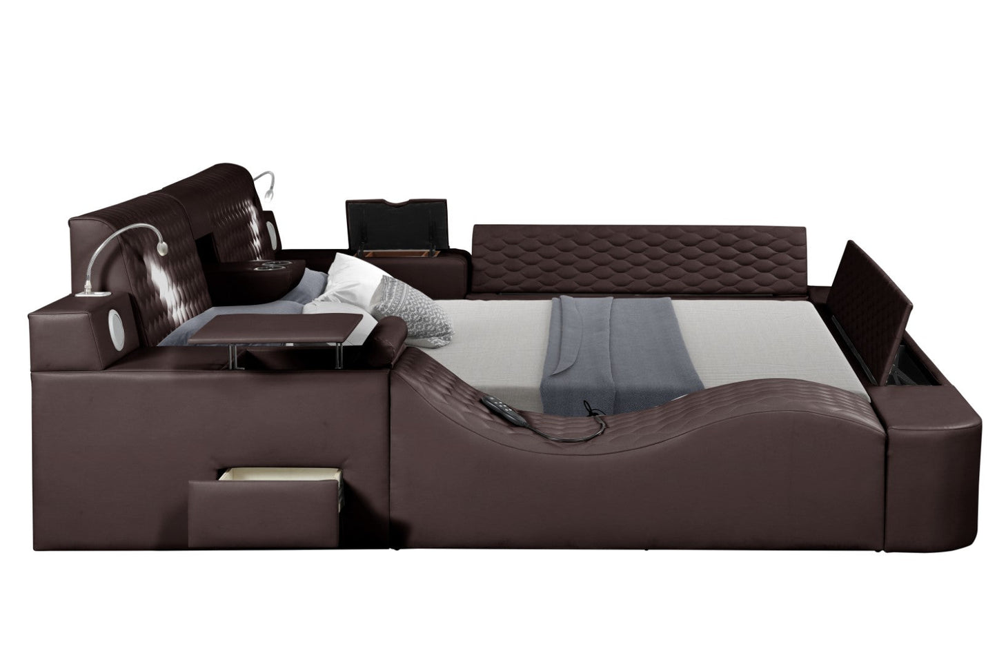 Zoya Smart Multifunctional Queen Size Bed Made with Wood