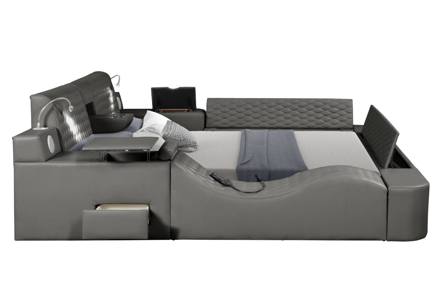 Zoya Smart Multifunctional King Size Bed Made with Wood