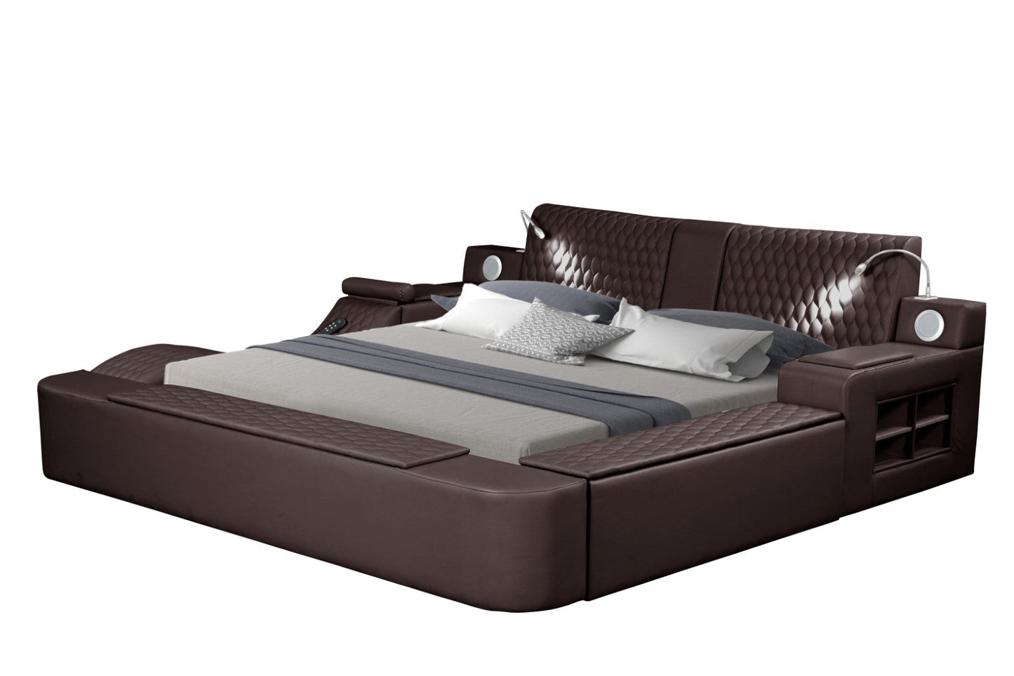 Zoya Smart Multifunctional Queen Size Bed Made with Wood