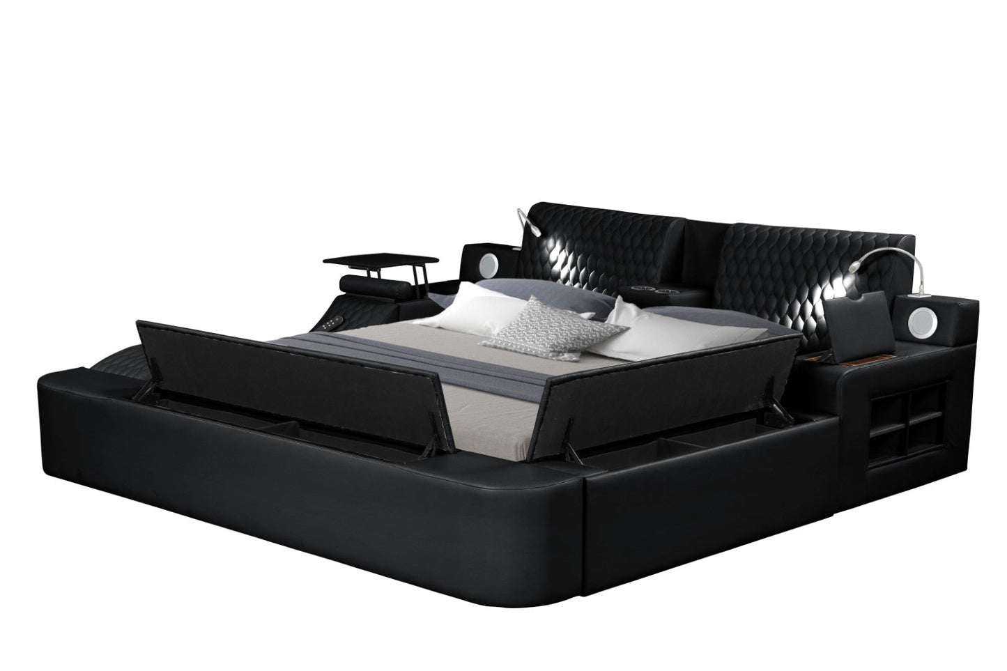 Zoya Smart Multifunctional Queen Size Bed Made with Wood