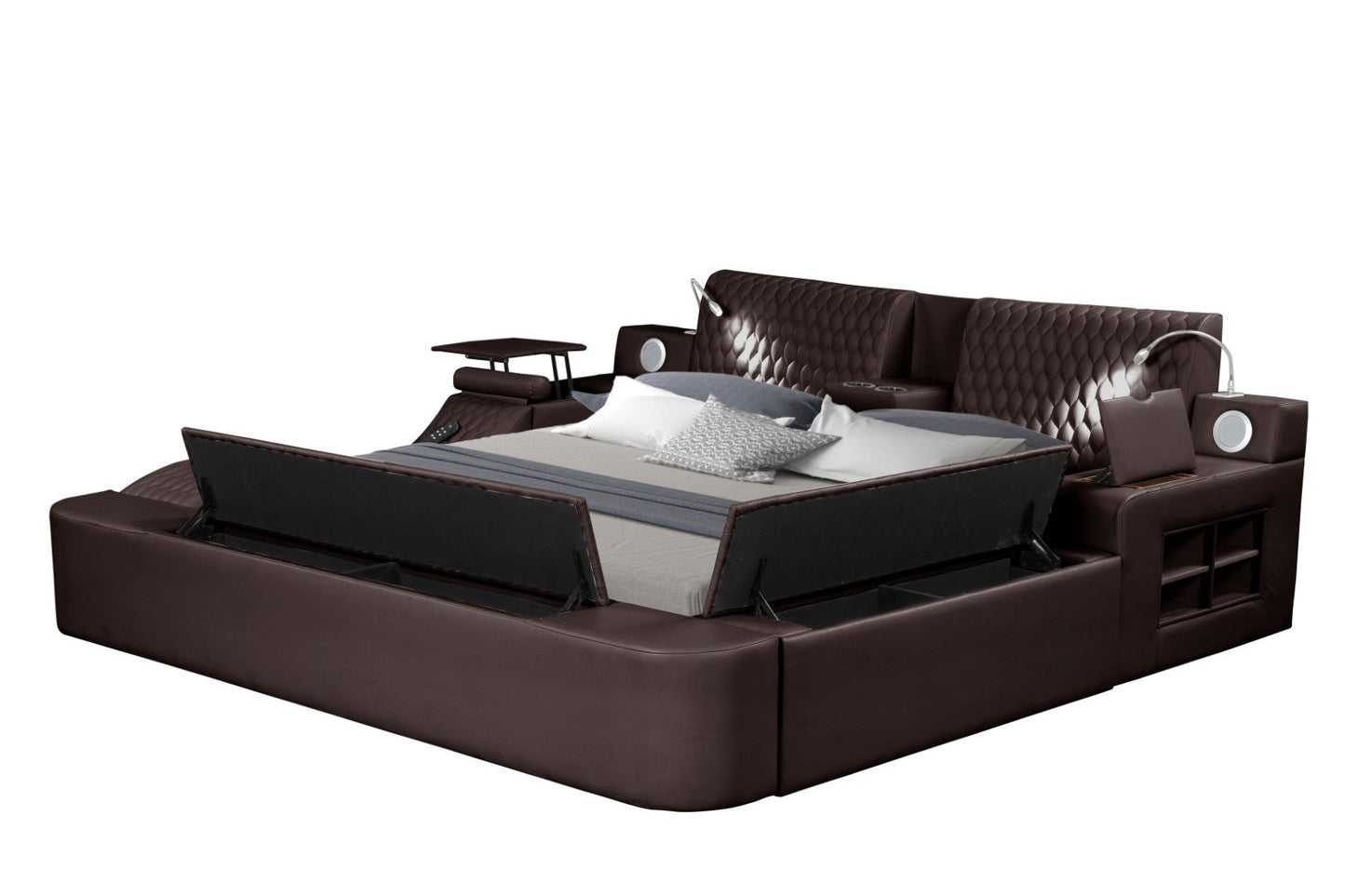 Zoya Smart Multifunctional Queen Size Bed Made with Wood