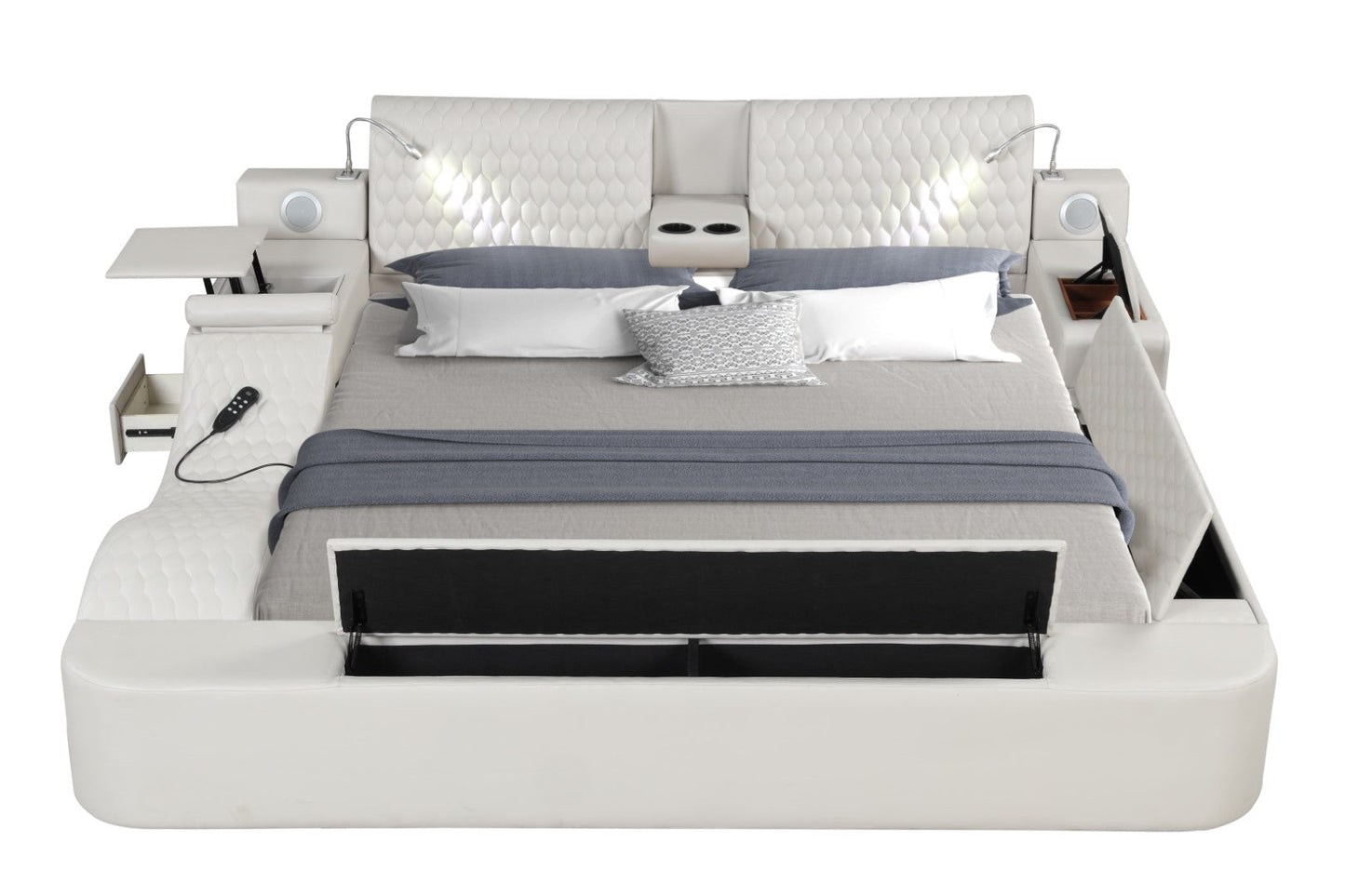 Zoya Smart Multifunctional King Size Bed Made with Wood