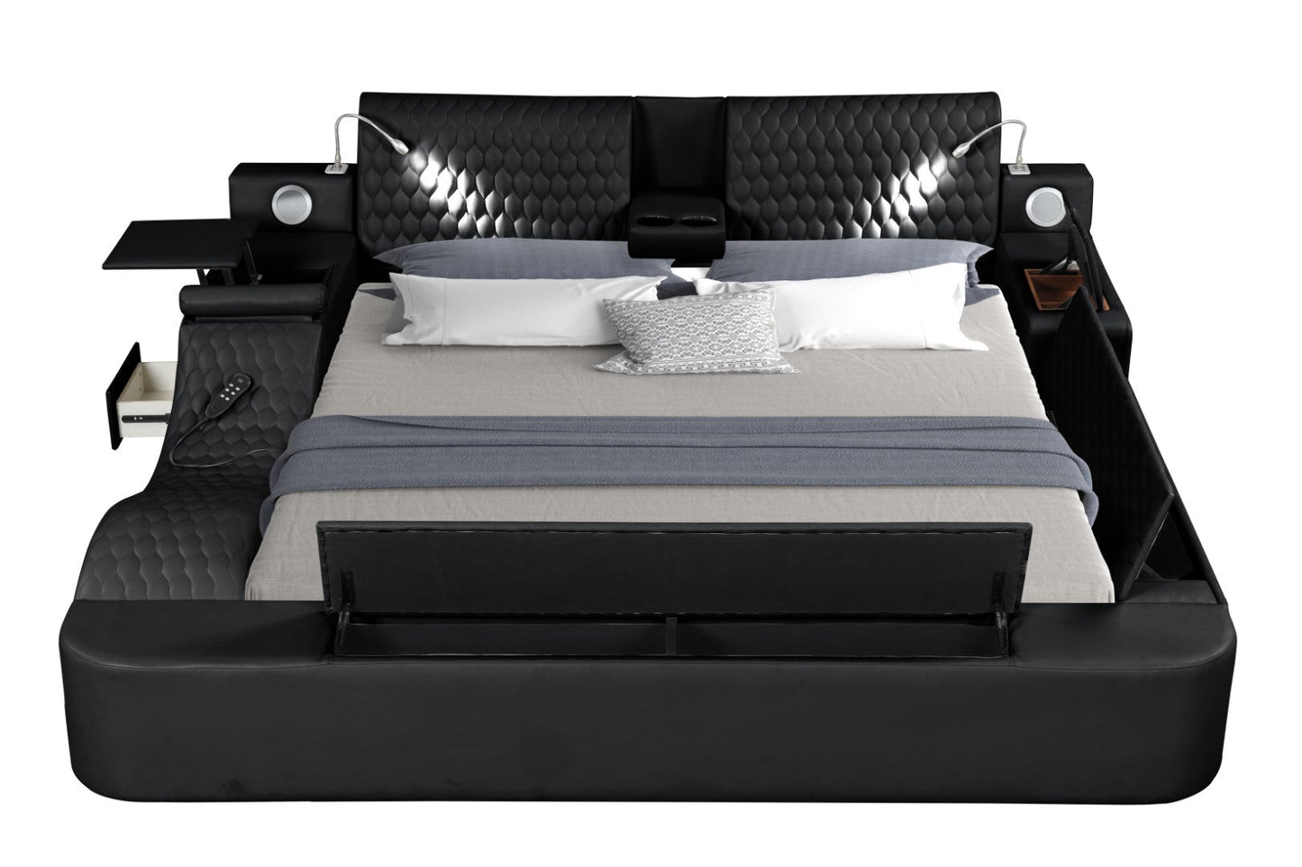 Zoya Smart Multifunctional Queen Size Bed Made with Wood