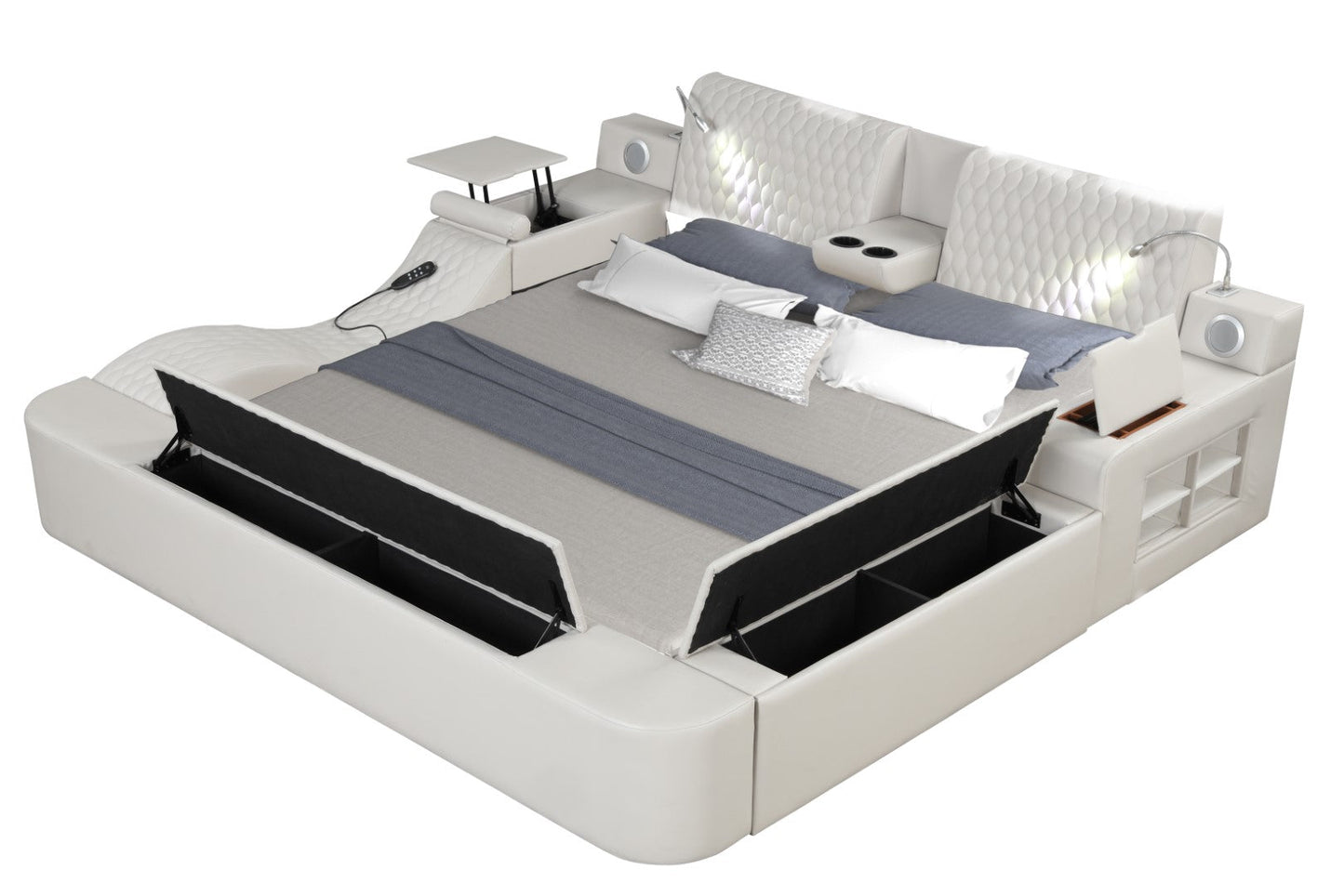 Zoya Smart Multifunctional King Size Bed Made with Wood