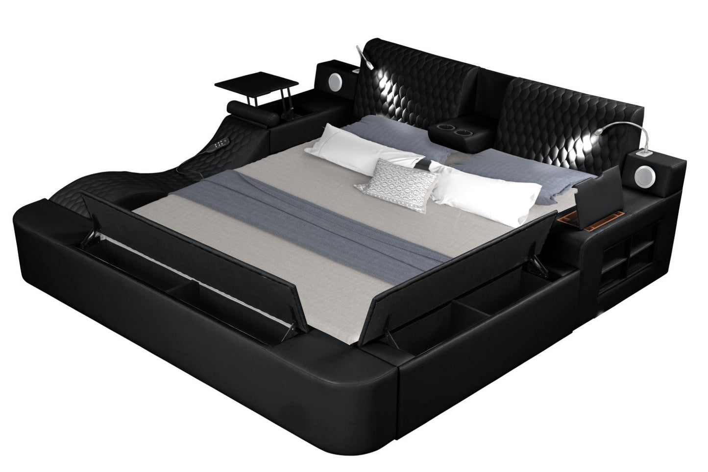 Zoya Smart Multifunctional King Size Bed Made with Wood