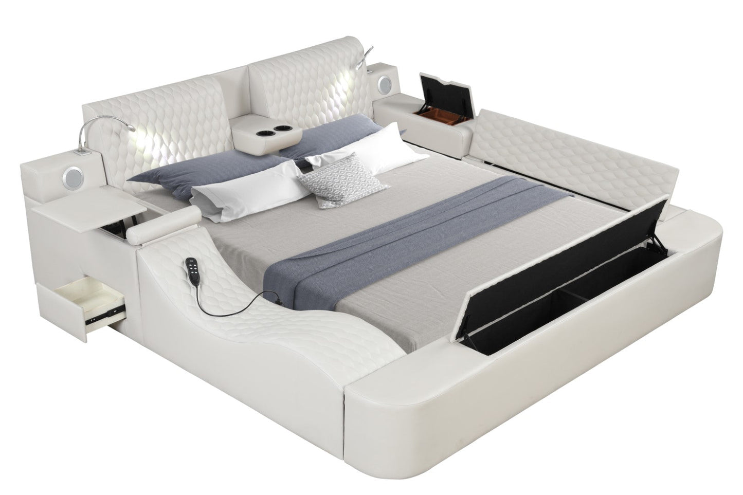 Zoya Smart Multifunctional King Size Bed Made with Wood