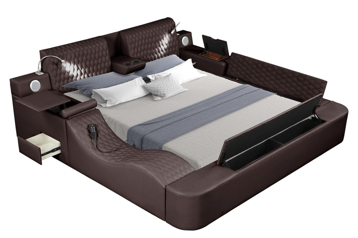 Zoya Smart Multifunctional King Size Bed Made with Wood