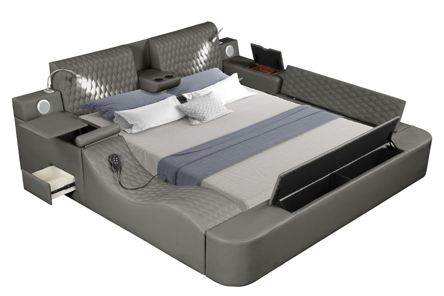 Zoya Smart Multifunctional King Size Bed Made with Wood