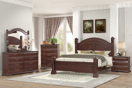 Galaxy Home Aspen Queen 5 Piece Traditional Bedroom set made with Wood Cherry Solid Wood