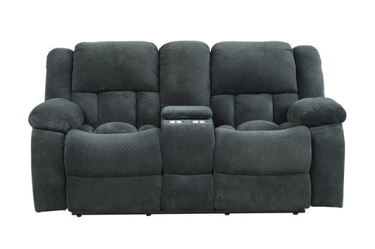 Galaxy Home Armada Manual Reclining Loveseat Made with Chenille Fabric Green Chenille Fabric