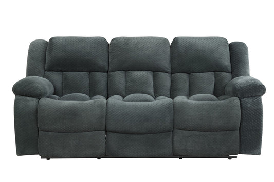 Galaxy Home Armada Manual Reclining Sofa Made with Chenille Fabric Green Chenille Fabric
