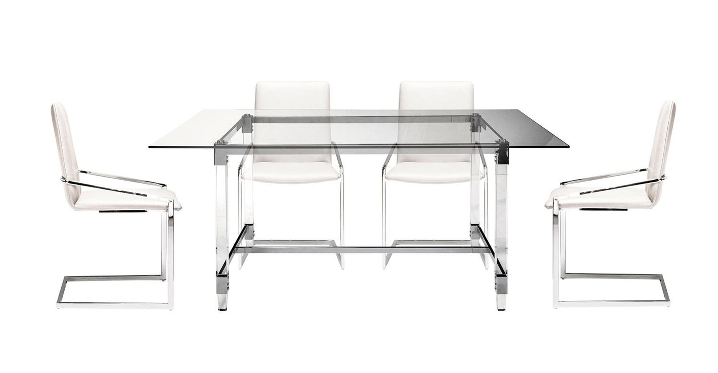 Everest 5-Piece Dining Set - White/Glass