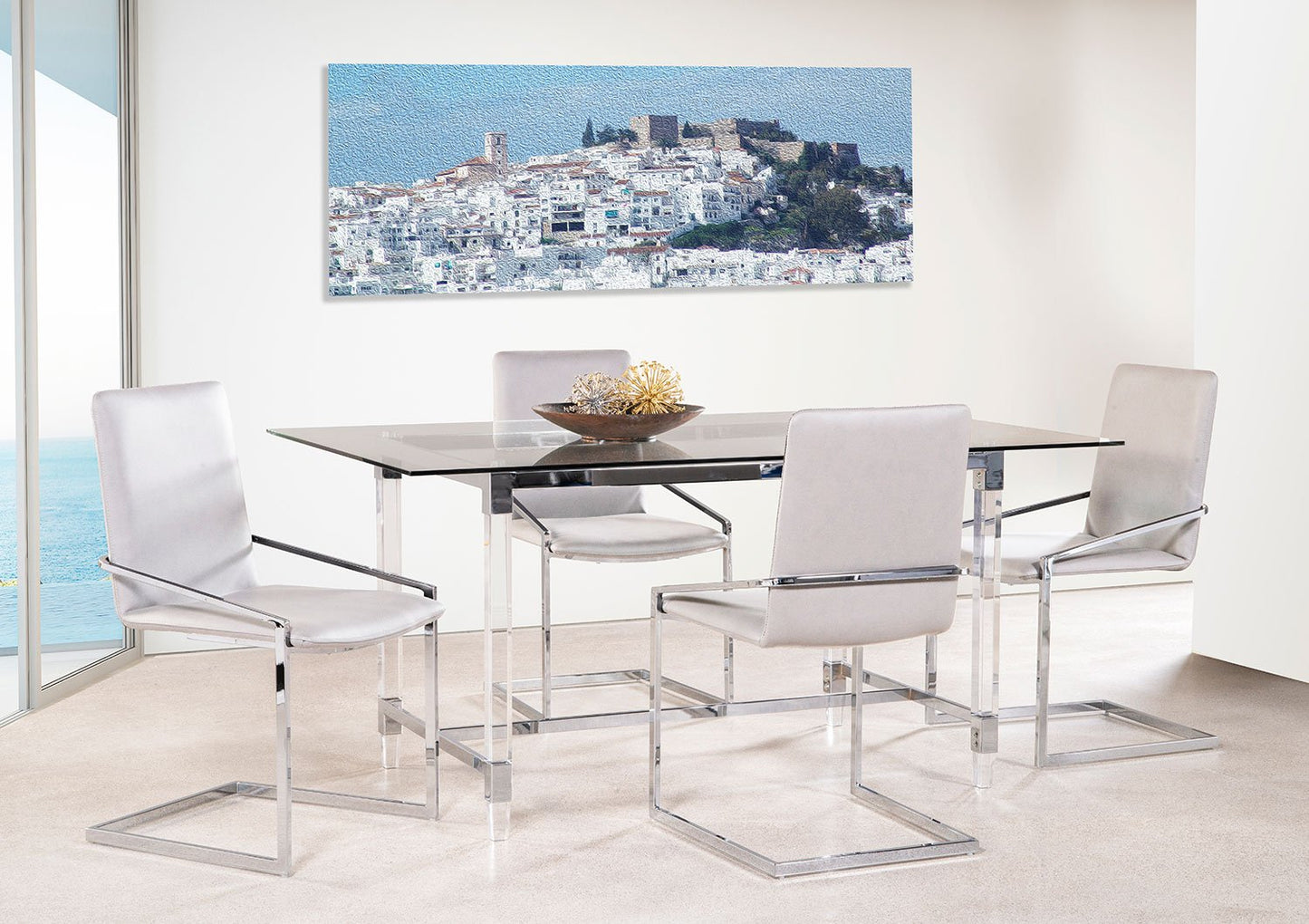 Everest 5-Piece Dining Set - White/Glass