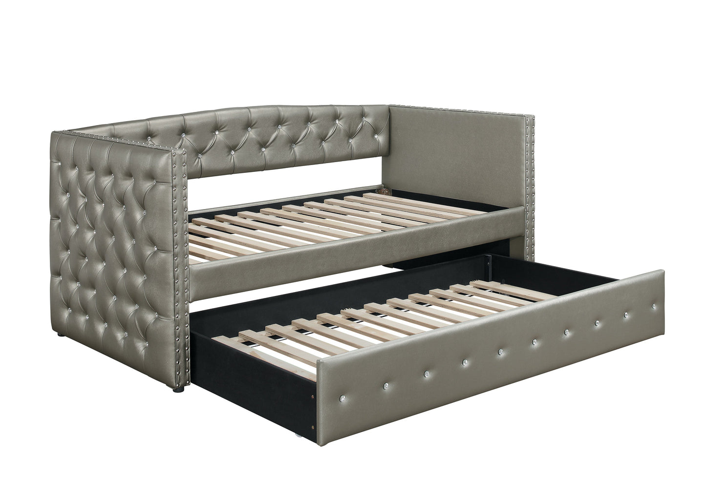 Trill Gray Silver Daybed with Trundle