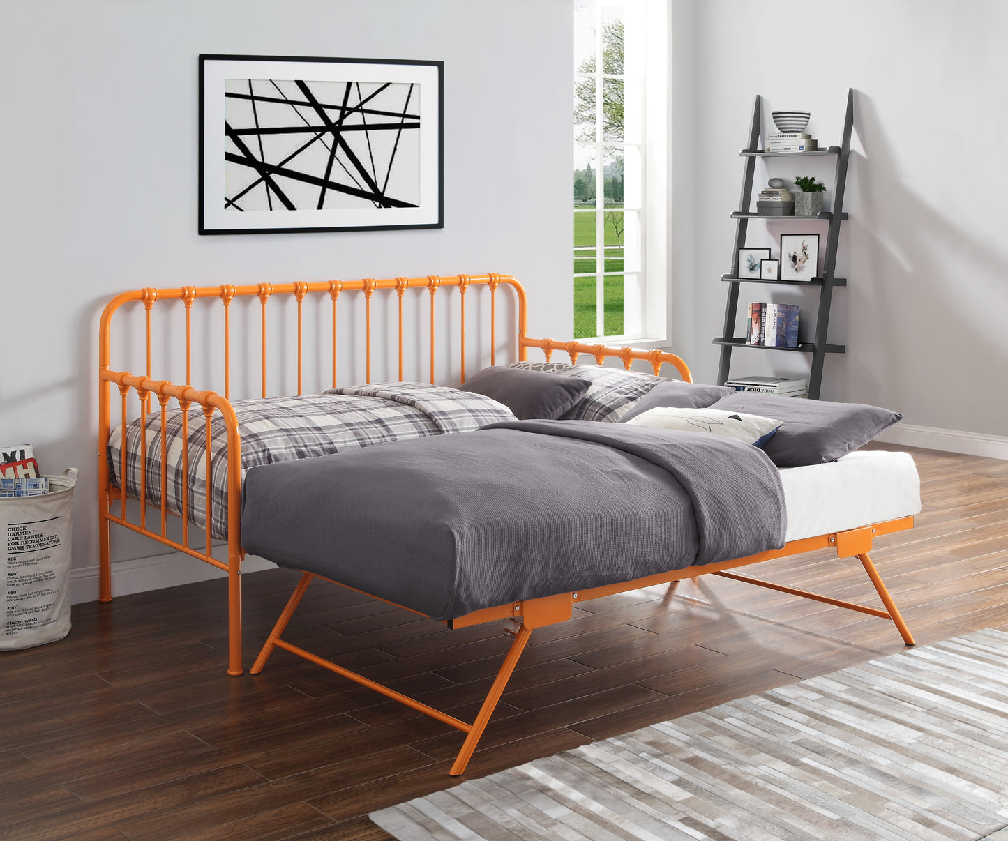 Constance Orange Daybed With Lift-Up Trundle