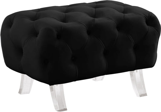 Crescent Black Velvet Ottoman