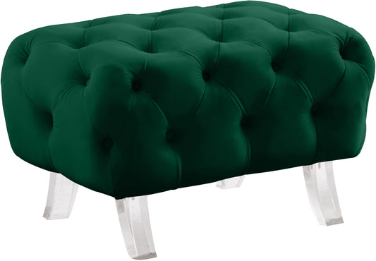 Crescent Green Velvet Ottoman