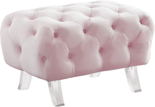 Crescent Pink Velvet Ottoman