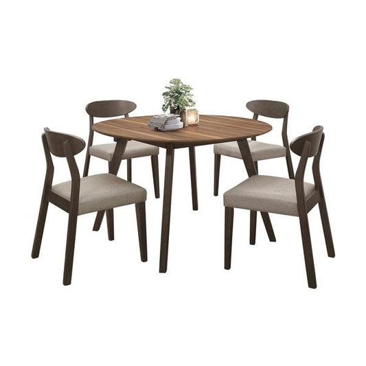 Allers 5-Piece Drop Leaf Dining Set - Walnut/Beige-Grey