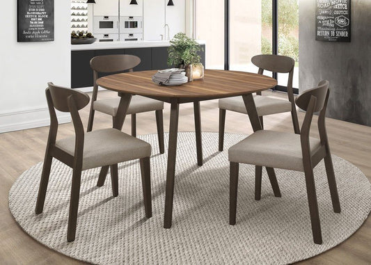 Allers 5-Piece Drop Leaf Dining Set - Walnut/Beige-Grey