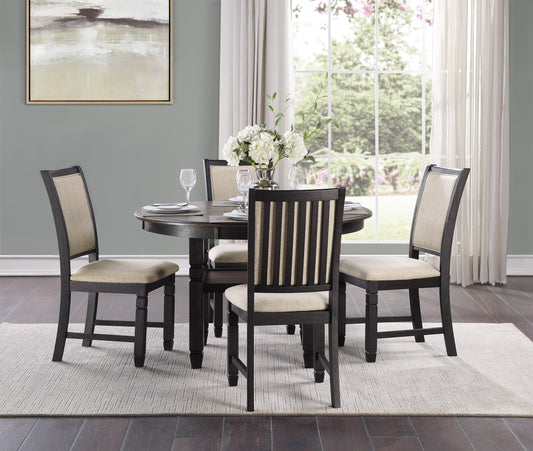 Amos 5-Piece Dining Set - Beige/Black