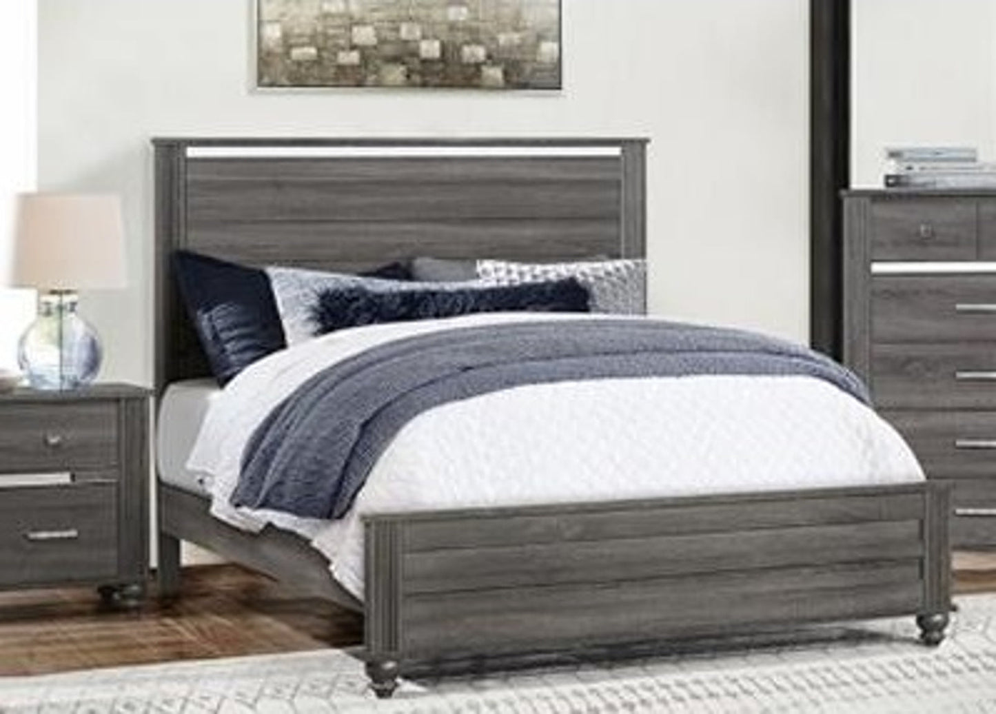 Crown Mark Gaston Queen Panel Bed in Grey image