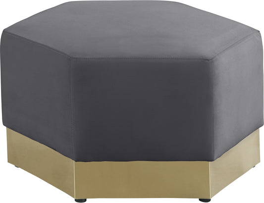 Marquis Grey Velvet Ottoman