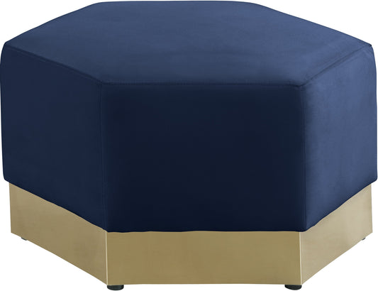 Marquis Navy Velvet Ottoman