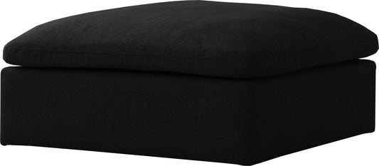 Serene Black Linen Fabric Deluxe Cloud Ottoman