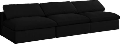 Serene Black Linen Fabric Deluxe Cloud Modular Armless Sofa