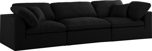 Serene Black Linen Fabric Deluxe Cloud Modular Sofa