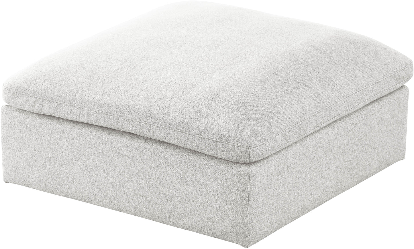 Serene Cream Linen Fabric Deluxe Cloud Ottoman