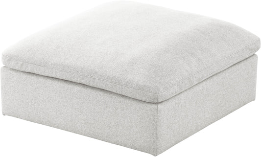 Serene Cream Linen Fabric Deluxe Cloud Ottoman