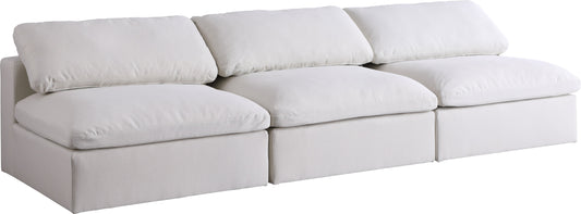 Serene Cream Linen Fabric Deluxe Cloud Modular Armless Sofa