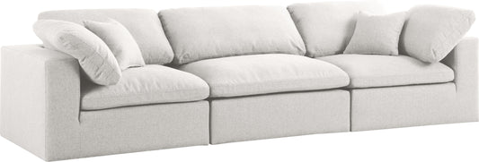 Serene Cream Linen Fabric Deluxe Cloud Modular Sofa