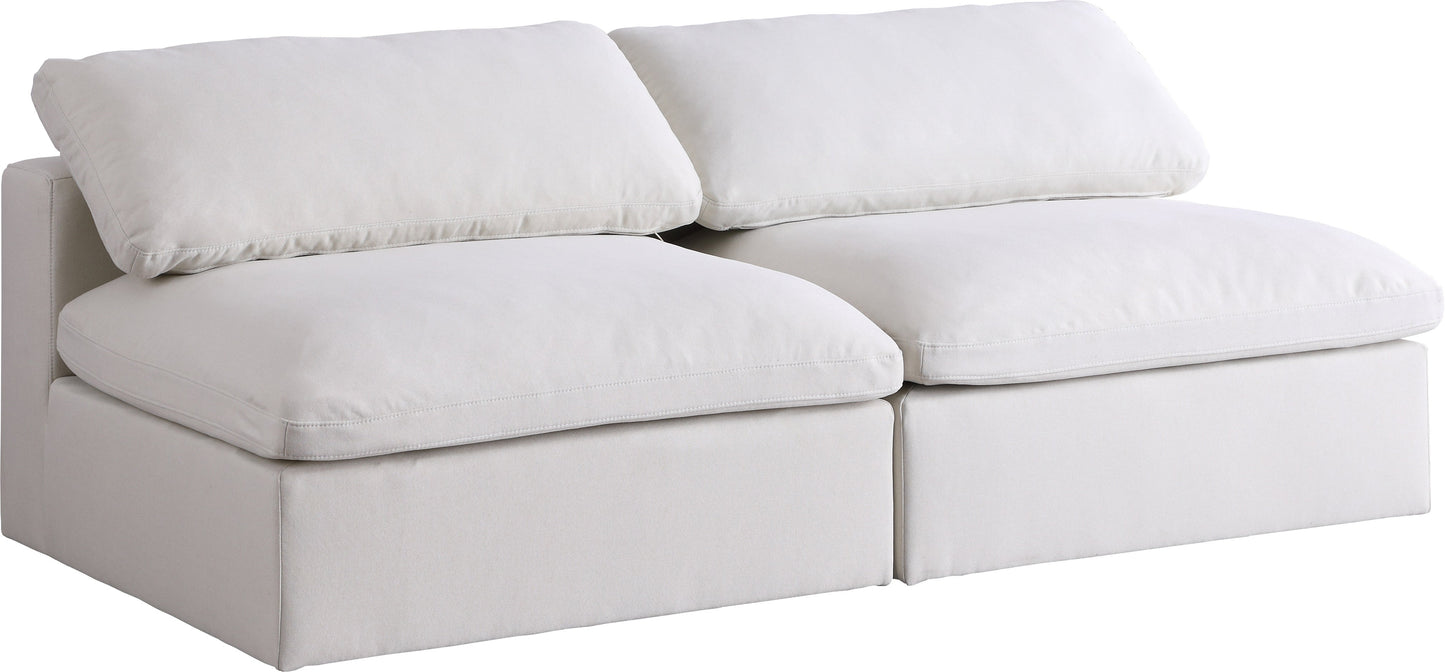 Serene Cream Linen Fabric Deluxe Cloud Modular Armless Sofa