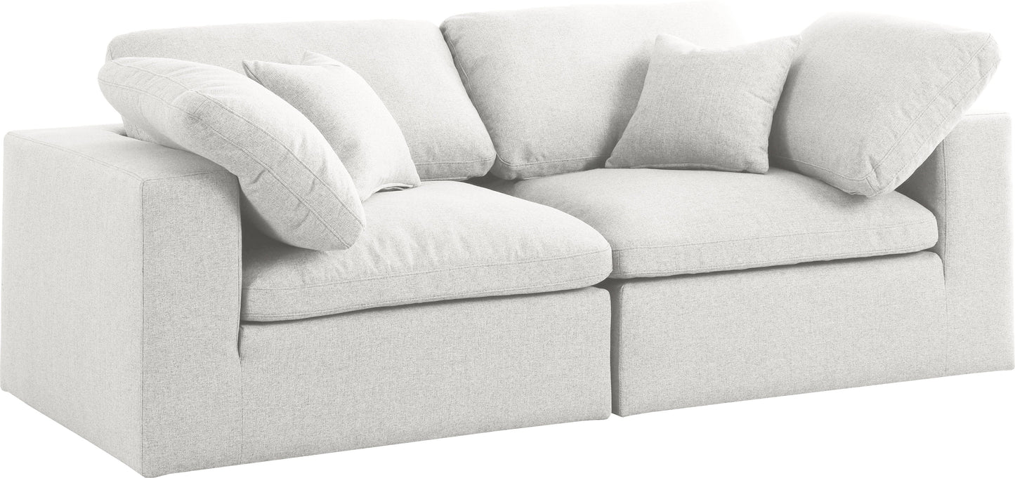 Serene Cream Linen Fabric Deluxe Cloud Modular Sofa